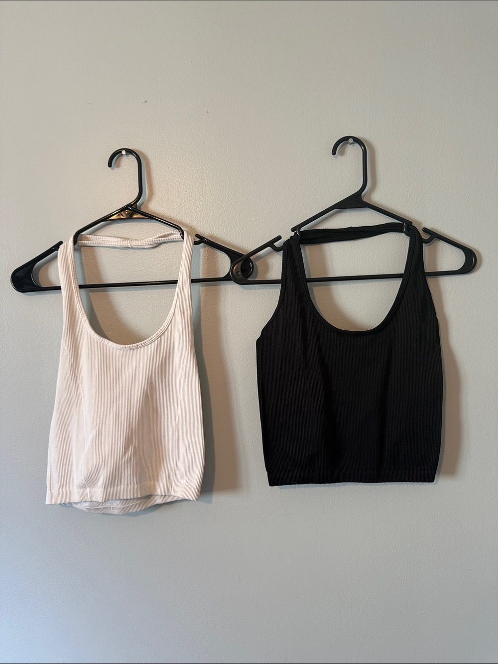 American Eagle Outfitters Ribbed Scoop Tank Tops - White & Black